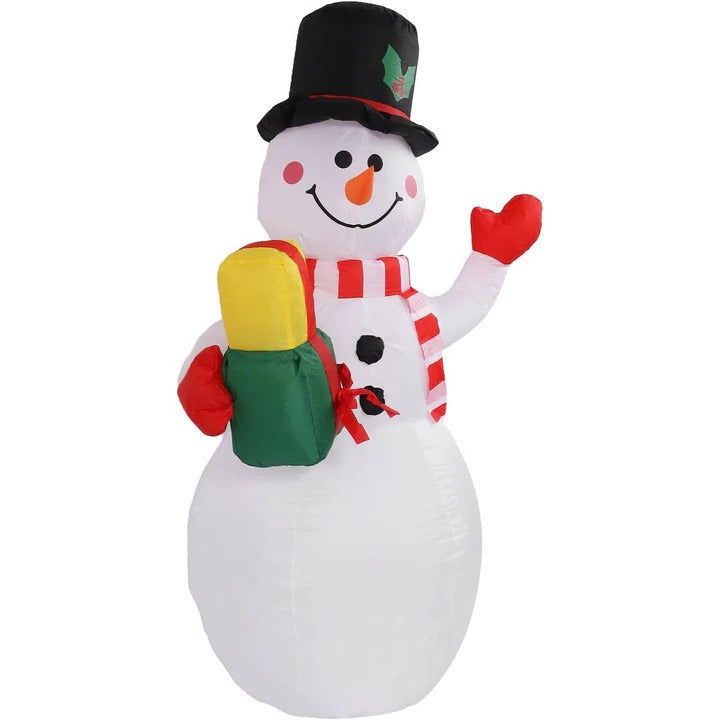 Inflatable Snowman Outdoor Christmas Yard Decoration with Rotating LED Lights, Weatherproof