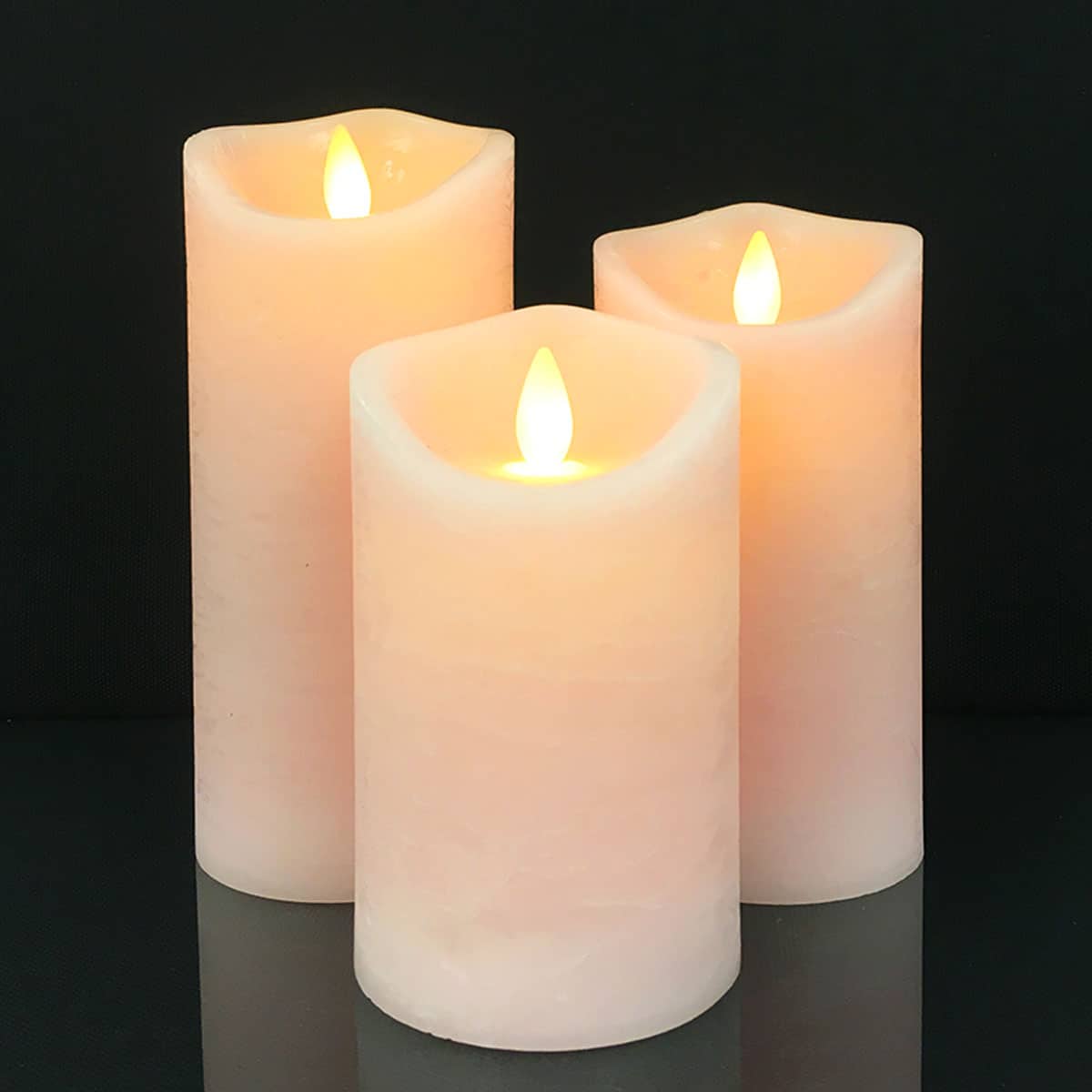 LED block candles - RUSTIC - 3 pcs. - 10/12.5/15 cm - with 3D flame ...
