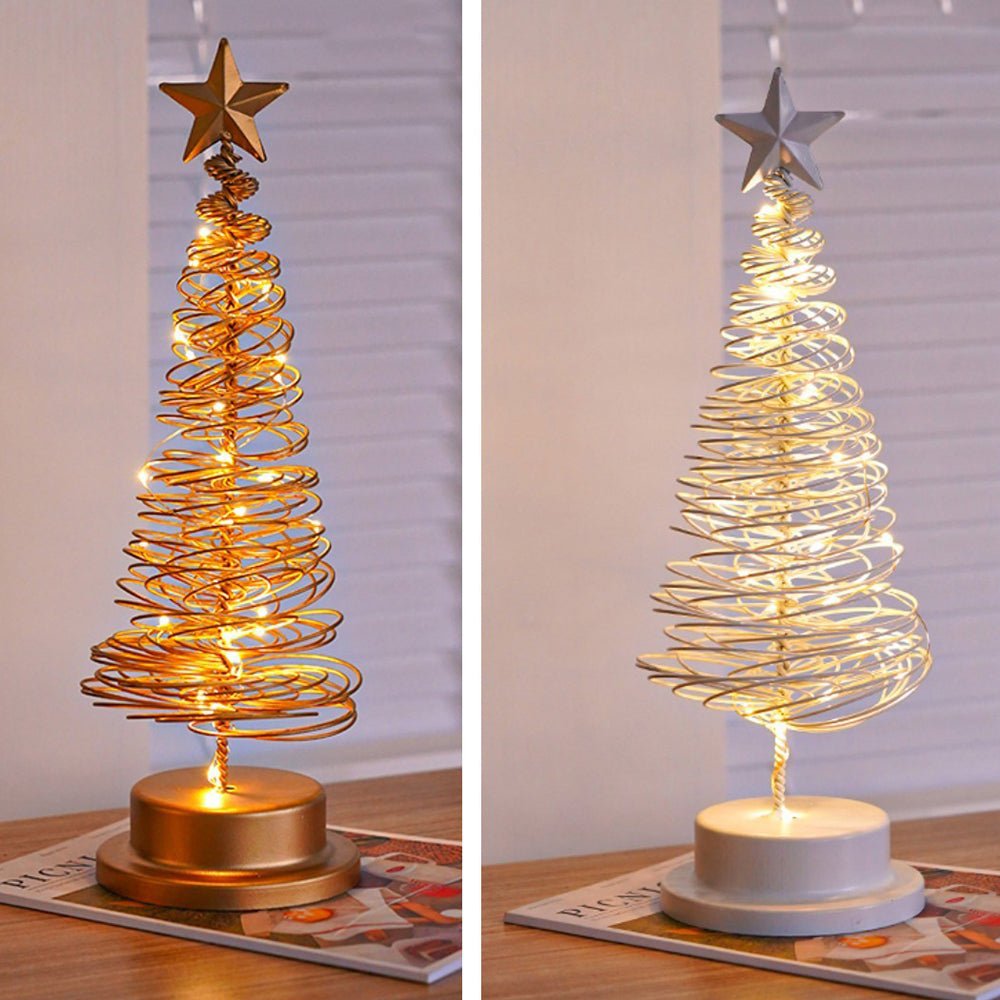 LED Christmas Tree with Spiral Design and Star Accent