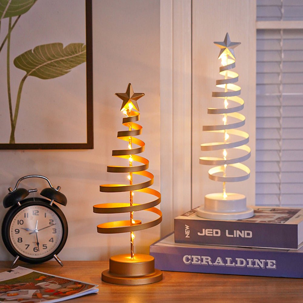 LED Christmas Tree with Spiral Design and Star Accent