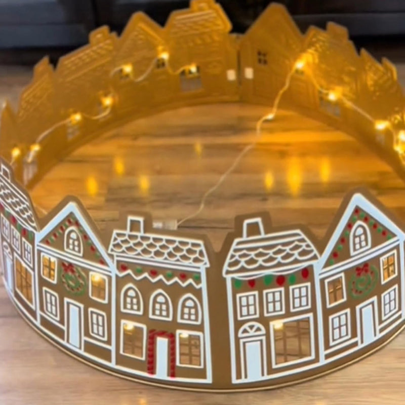 LED Gingerbread House Christmas Tree Collar