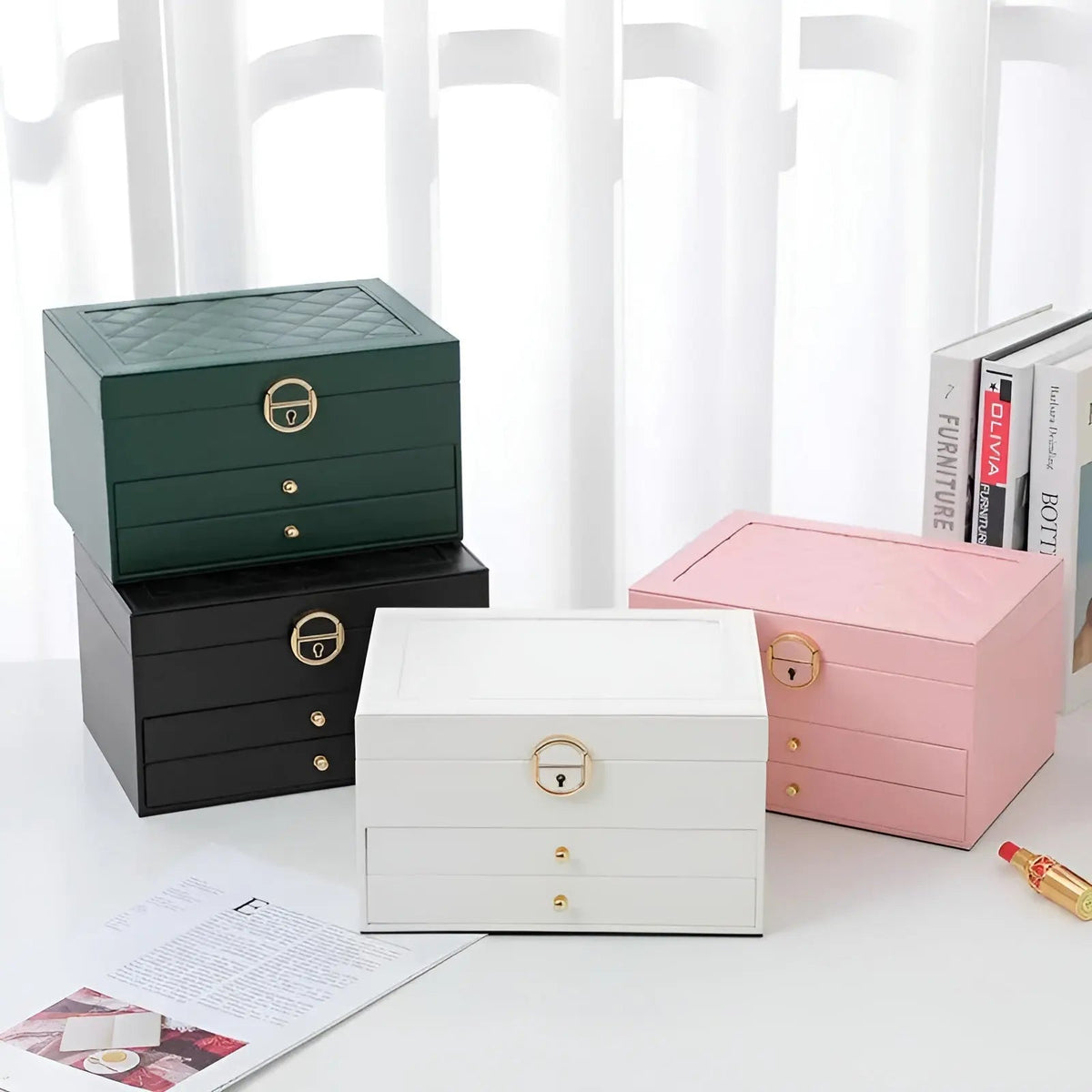 Luxury Multi-Layer Jewellery Organiser in Premium PU Leather