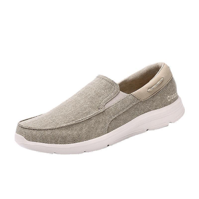 Men's Canvas Slip-Ons with Elastic Insert and Lightweight Shock-Absorbing Sole