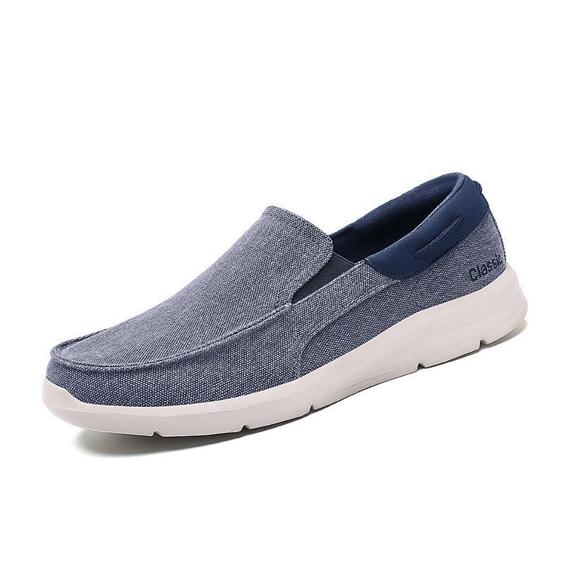 Men's Canvas Slip-Ons with Elastic Insert and Lightweight Shock-Absorbing Sole