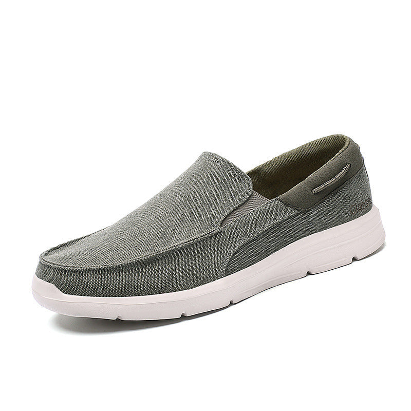 Men's Canvas Slip-Ons with Elastic Insert and Lightweight Shock-Absorbing Sole