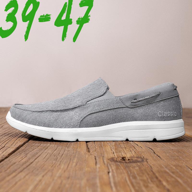 Men's Canvas Slip-Ons with Elastic Insert and Lightweight Shock-Absorbing Sole