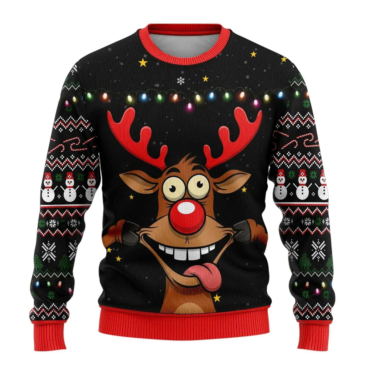 Men's Festive Snowman Print Christmas Sweater