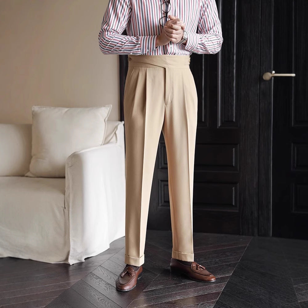 Men's High-Waisted Pleated Pants