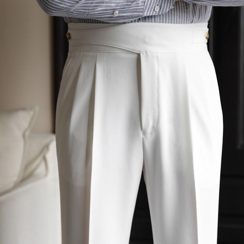 Men's High-Waisted Pleated Pants