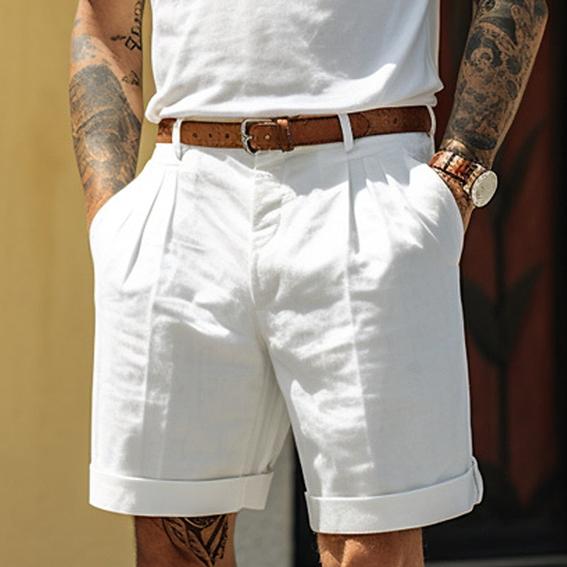 Men's Pleated Cuffed Shorts