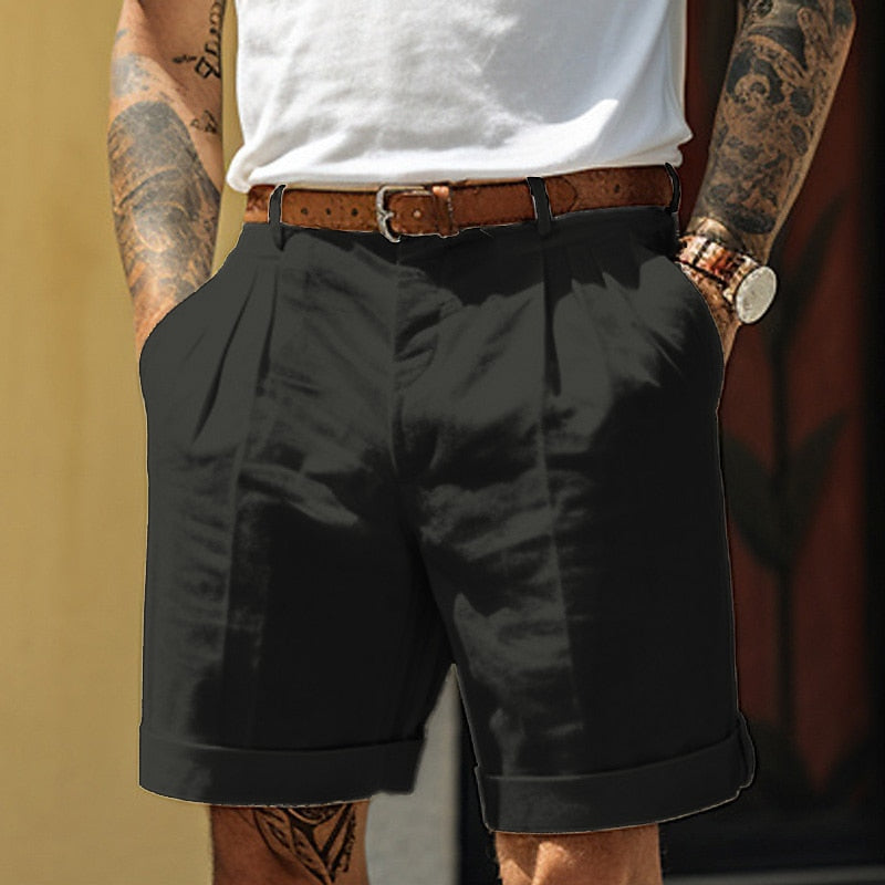 Men's Pleated Cuffed Shorts