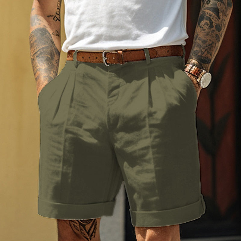 Men's Pleated Cuffed Shorts