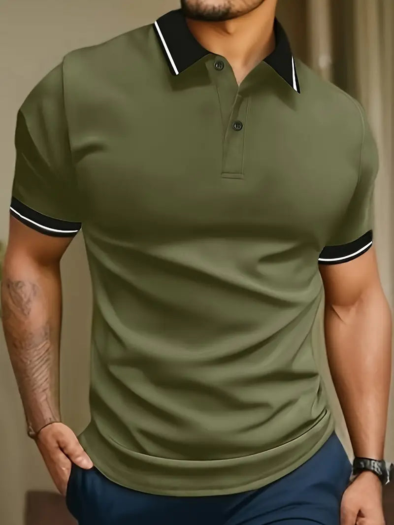Men's Polo Shirt with Contrast Piping