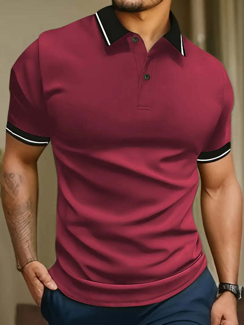 Men's Polo Shirt with Contrast Piping