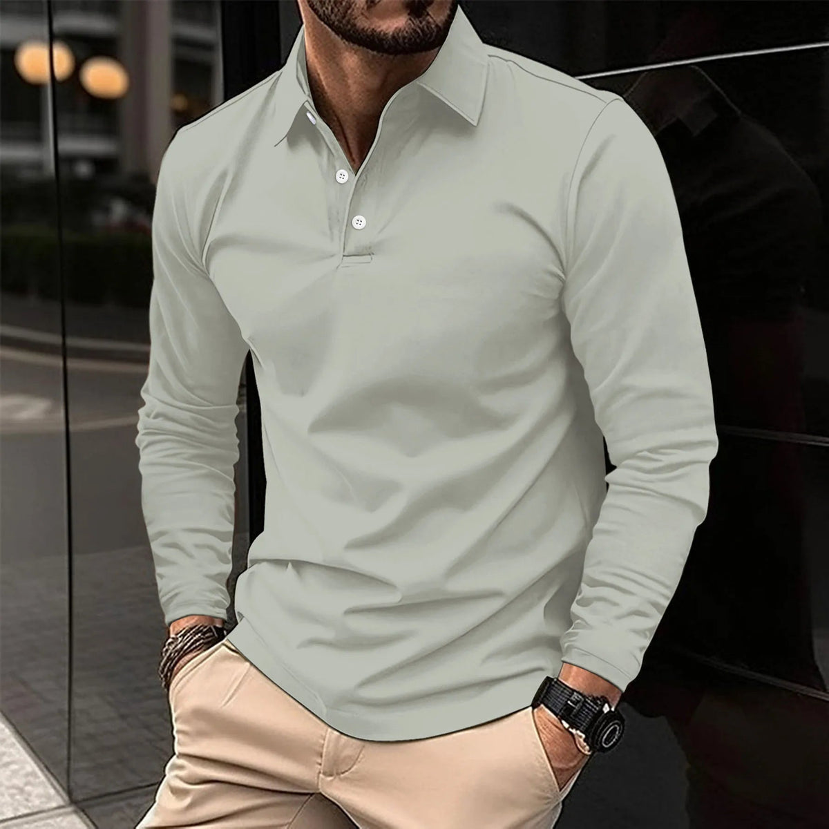 Men's Polo Shirt with Long Sleeves – Stylish & Comfortable