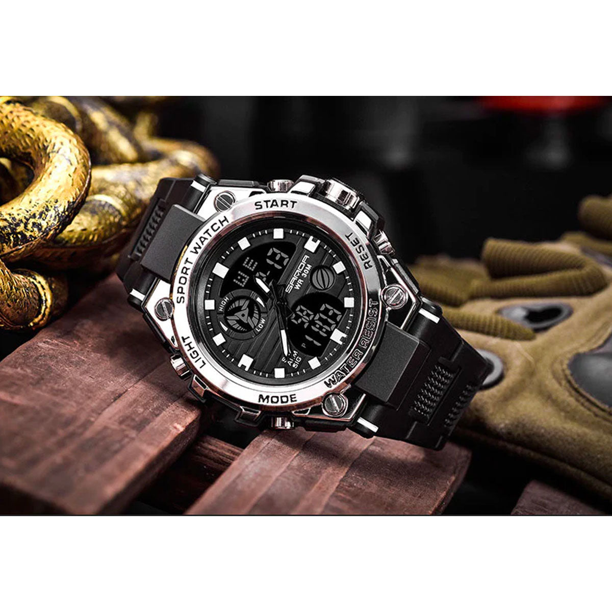 Men's Rugged Multifunctional Analog-Digital Military Watch