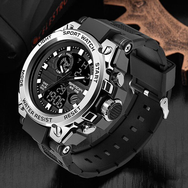 Men's Rugged Multifunctional Analog-Digital Military Watch