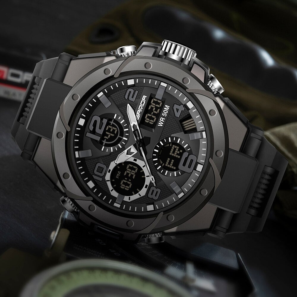 Men's Rugged Multifunctional Analog-Digital Military Watch