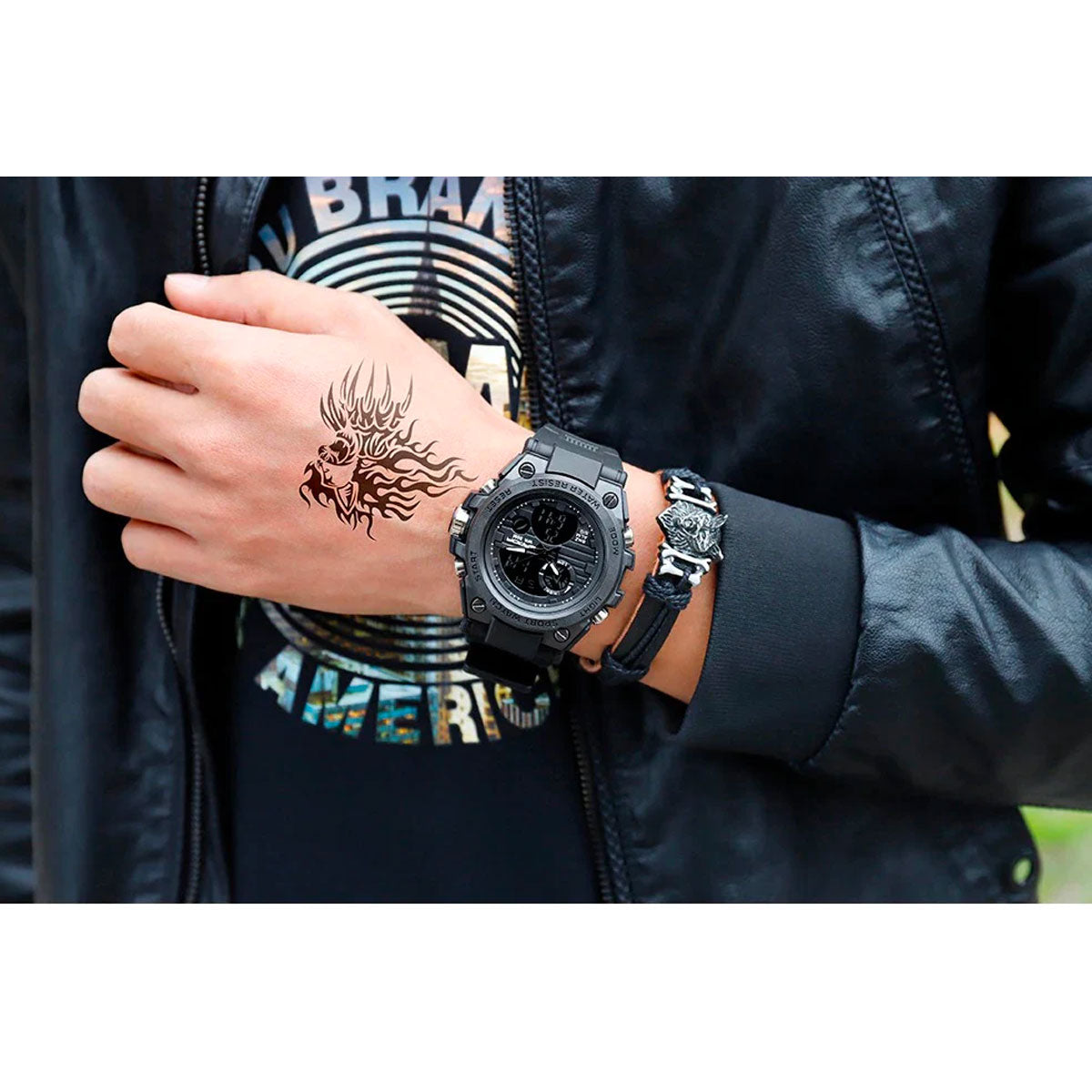 Men's Rugged Multifunctional Analog-Digital Military Watch