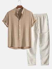 Men's Short-Sleeve Casual Shirt Set