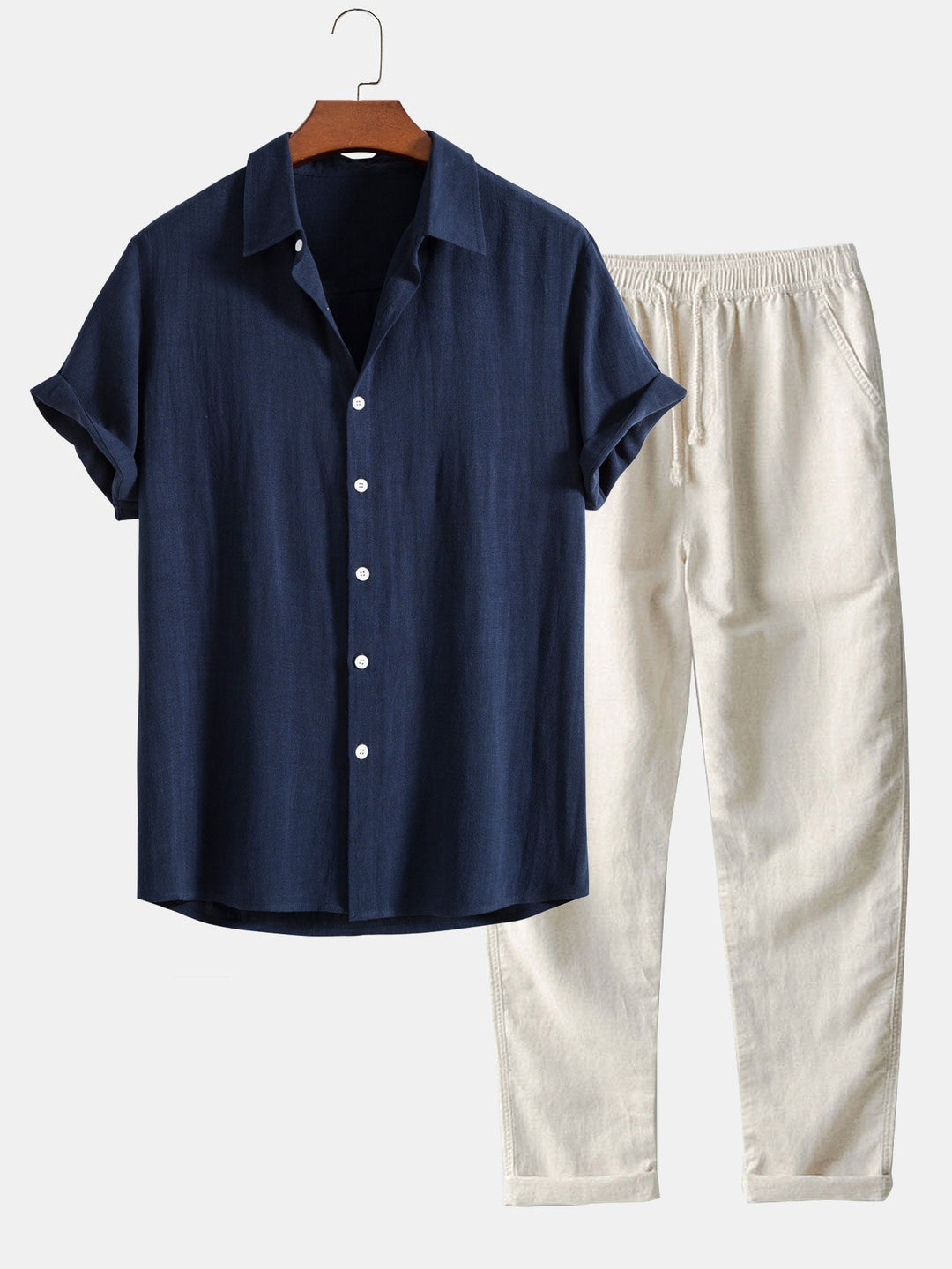 Men's Short-Sleeve Casual Shirt Set