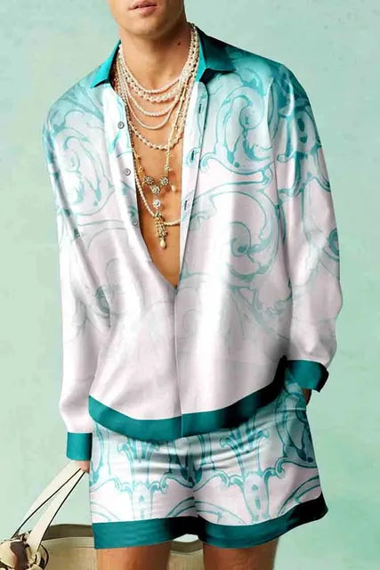 Men's Silk-Look Hawaiian Set