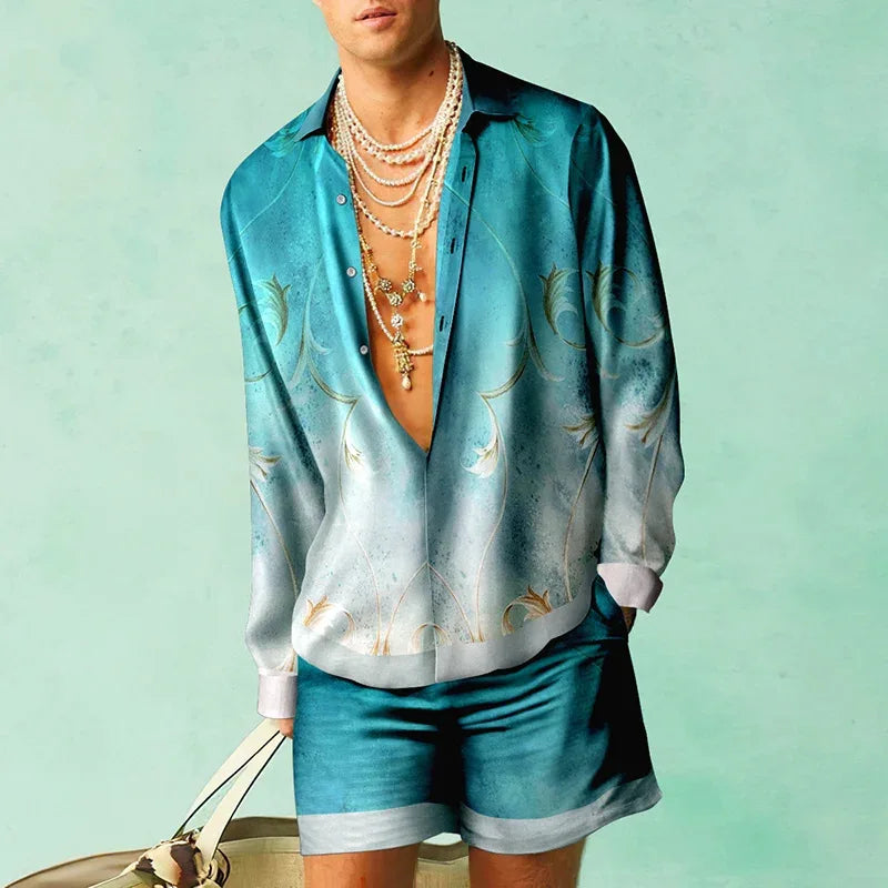 Men's Silk-Look Hawaiian Set