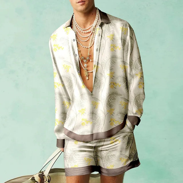 Men's Silk-Look Hawaiian Set