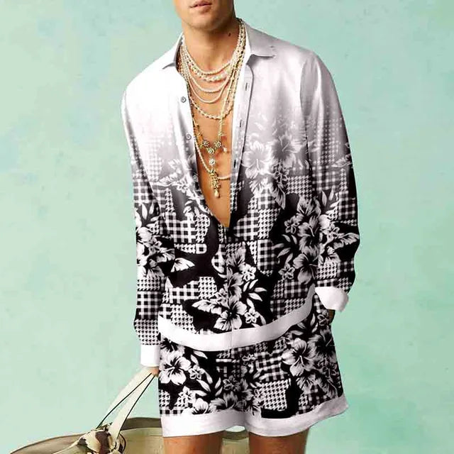 Men's Silk-Look Hawaiian Set