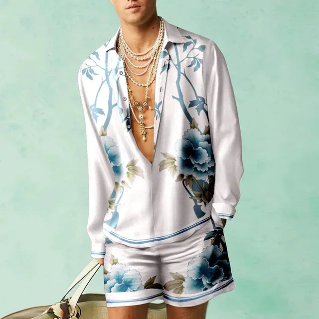 Men's Silk-Look Hawaiian Set