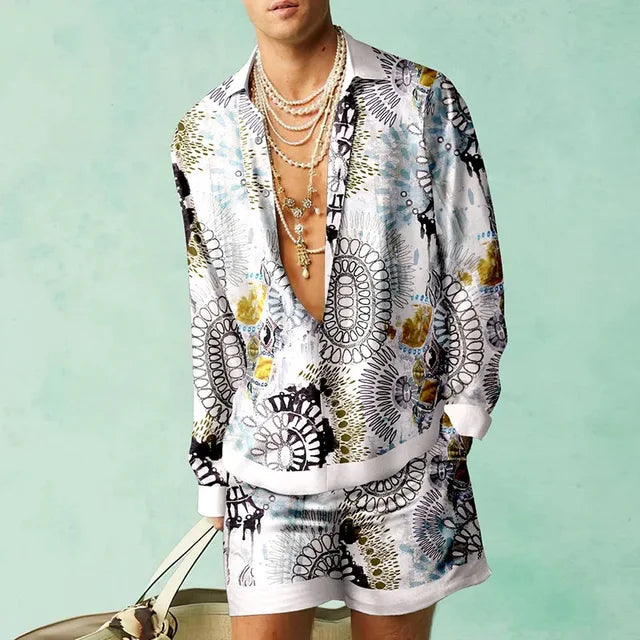 Men's Silk-Look Hawaiian Set