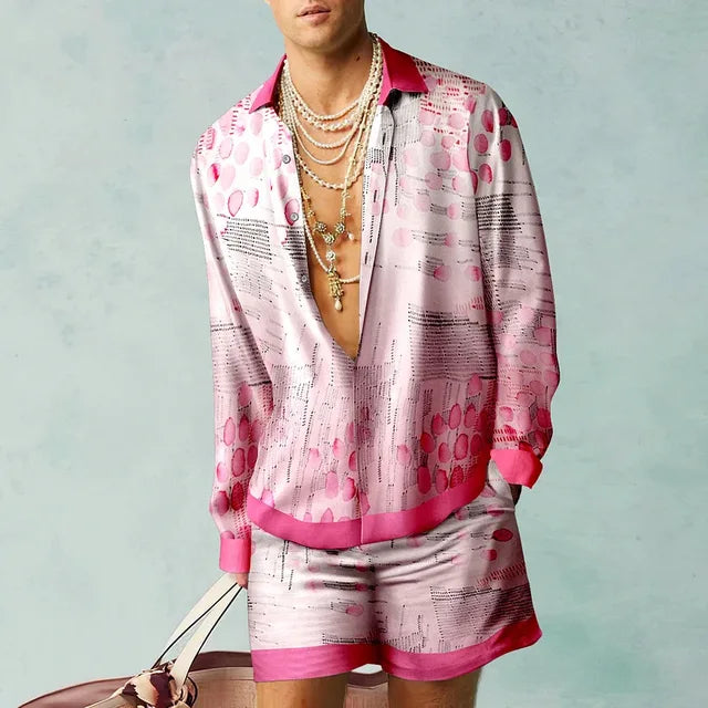 Men's Silk-Look Hawaiian Set