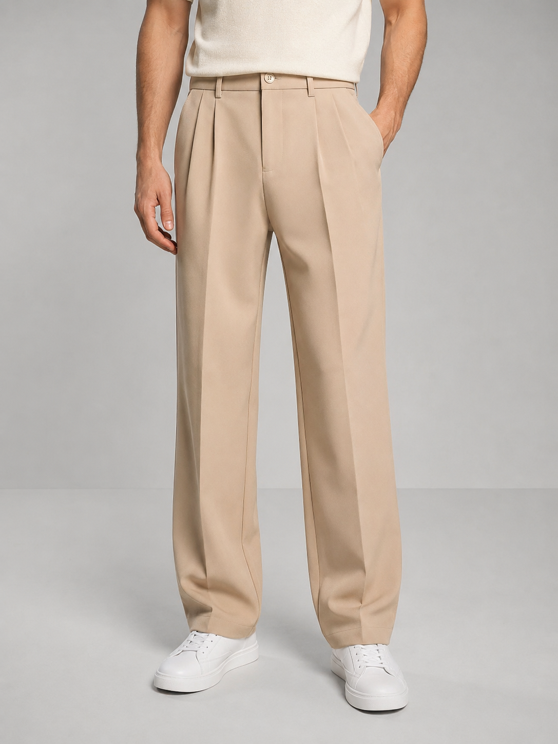 Men's Smart Casual Tailored Straight-Leg Trousers