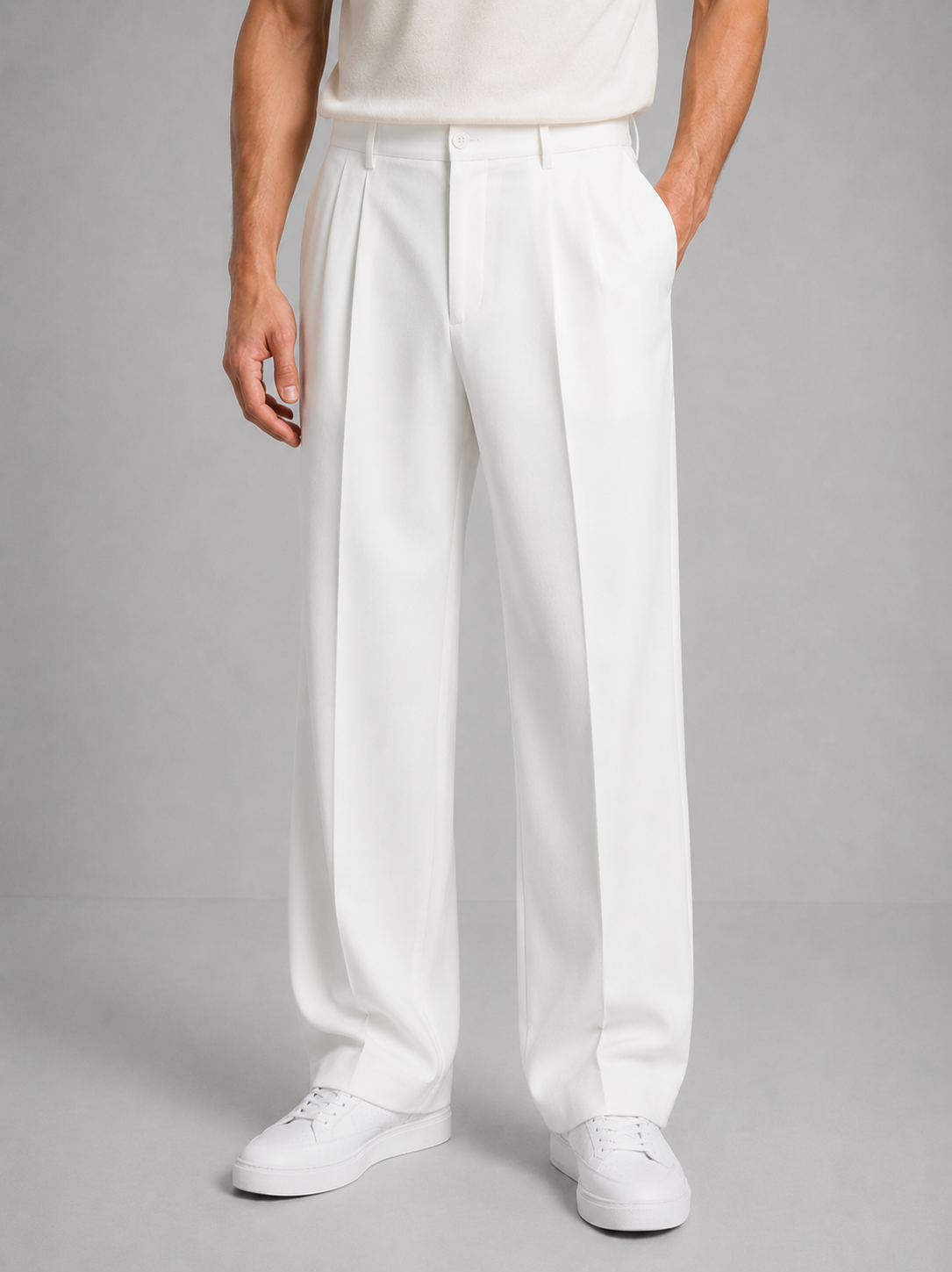Men's Smart Casual Tailored Straight-Leg Trousers