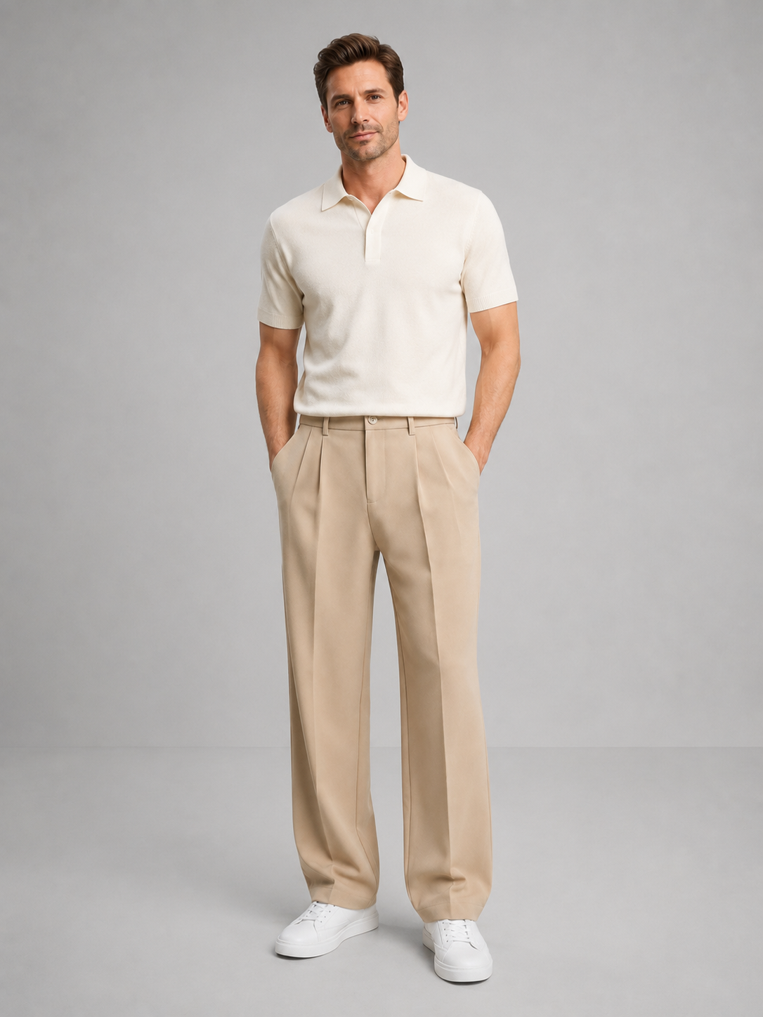 Men's Smart Casual Tailored Straight-Leg Trousers