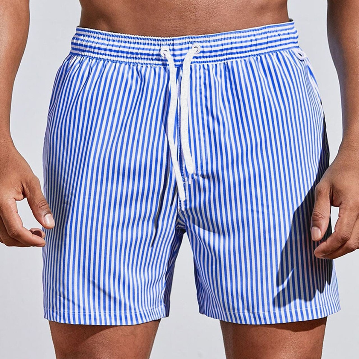 Men's Striped Shorts with Drawstring