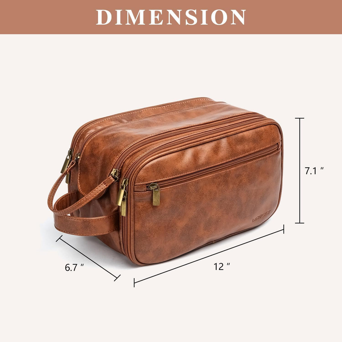 Men's Waterproof Toiletry Bag with Double Zippers