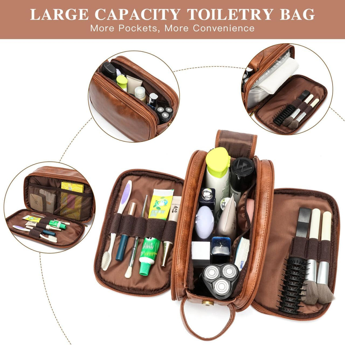 Men's Waterproof Toiletry Bag with Double Zippers