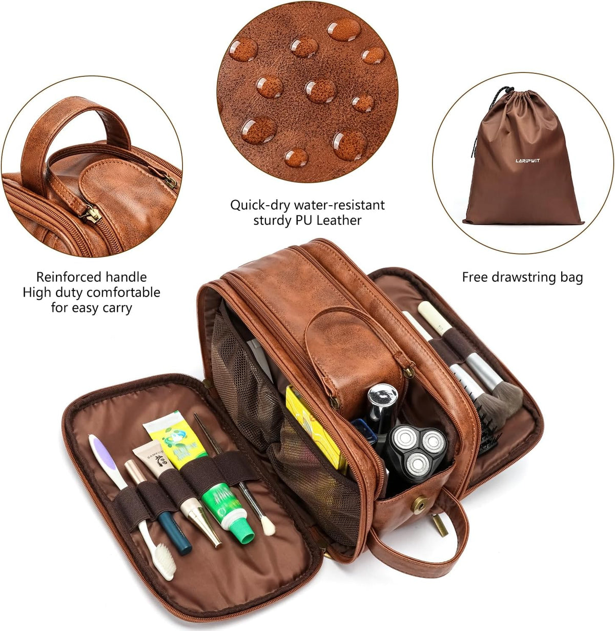 Men's Waterproof Toiletry Bag with Double Zippers
