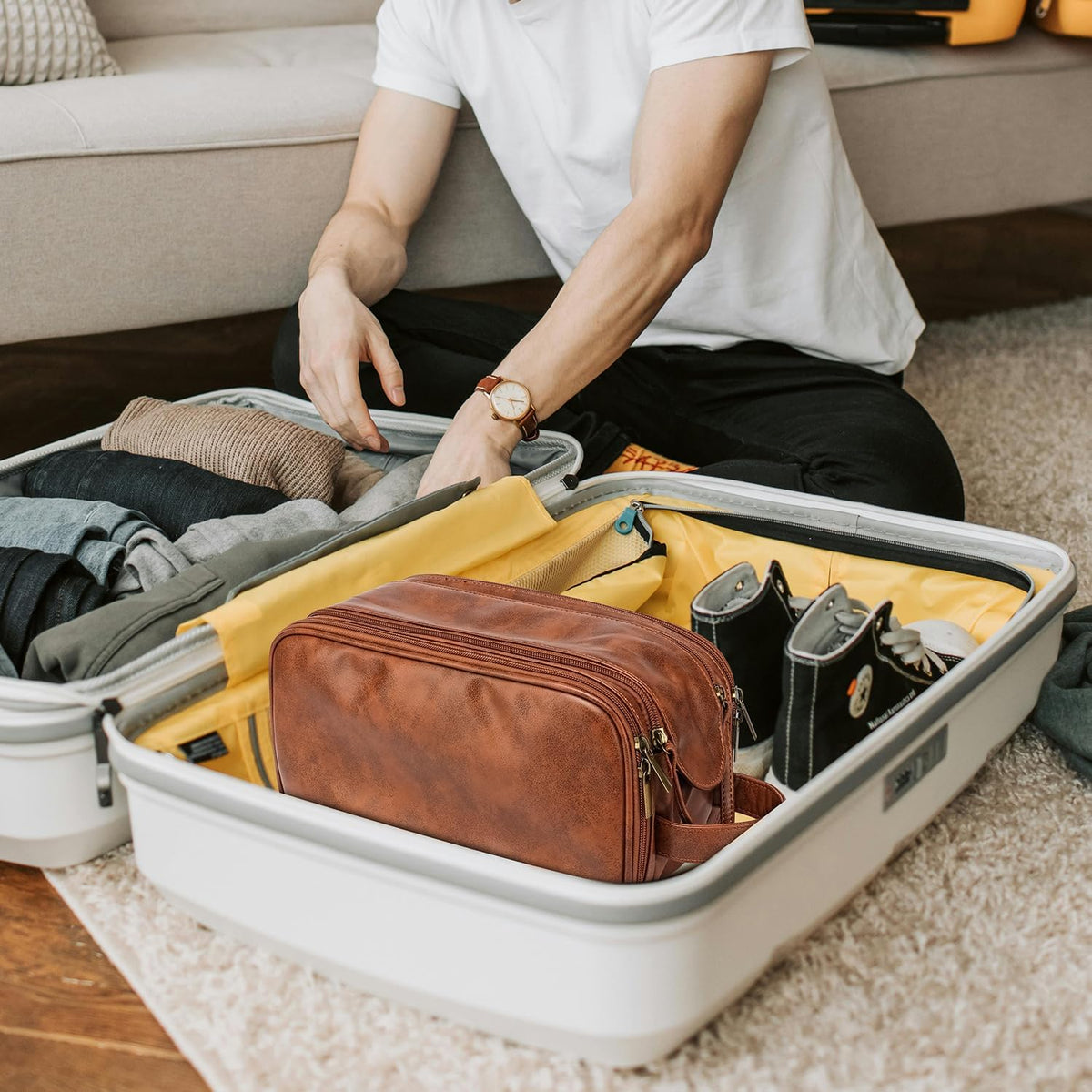 Men's Waterproof Toiletry Bag with Double Zippers