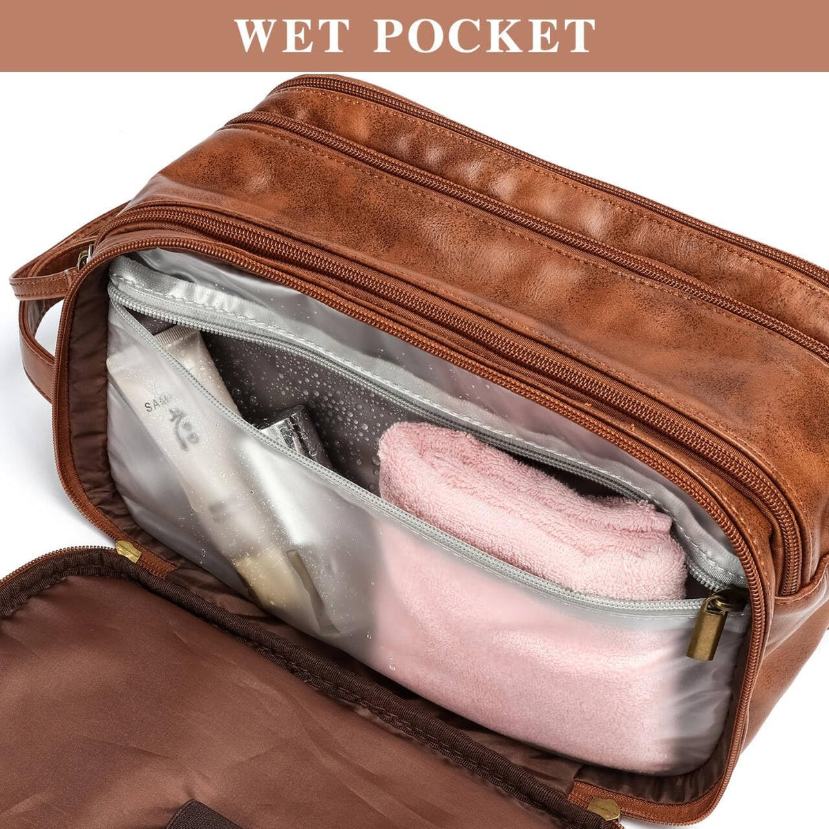 Men's Waterproof Toiletry Bag with Double Zippers