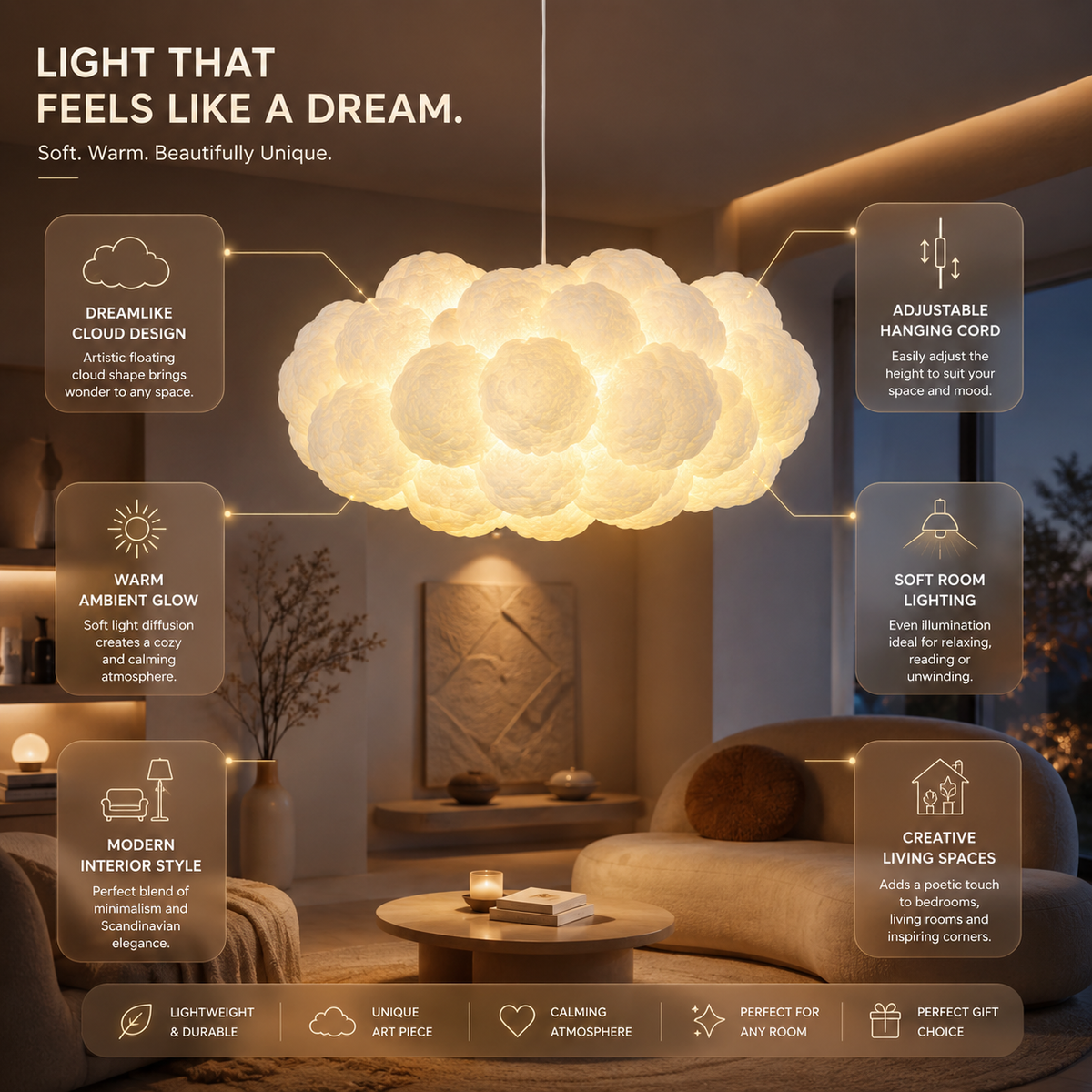 Modern White Cloud Pendant Ceiling Light Chandelier