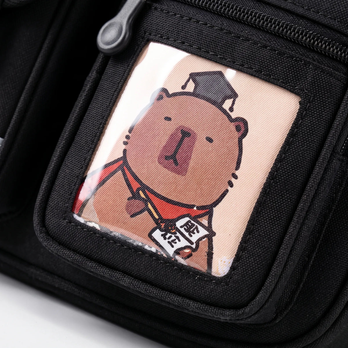 Multi-Compartment School Backpack with Capybara Motif