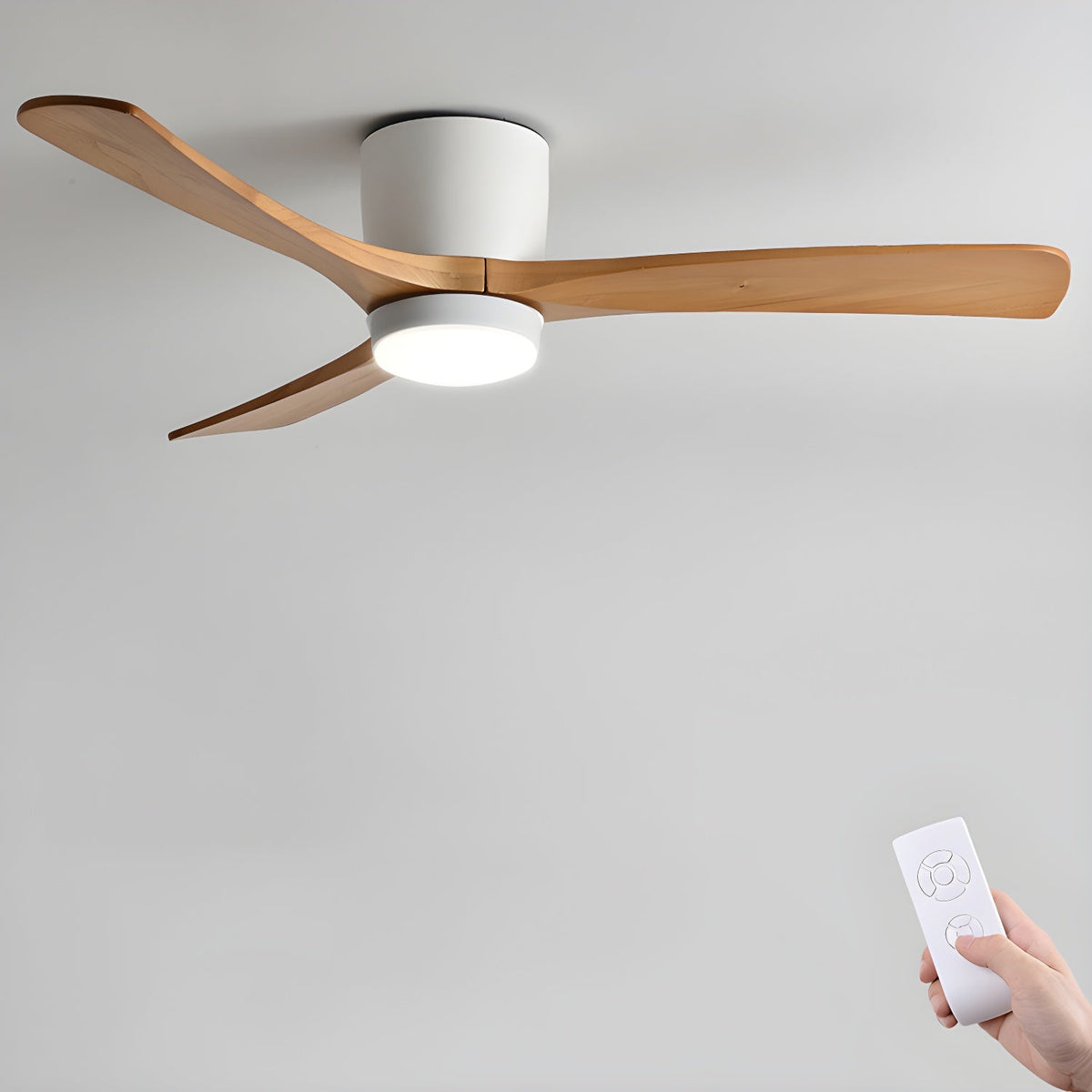 Nordic Wooden Ceiling Fan Light with Remote LED