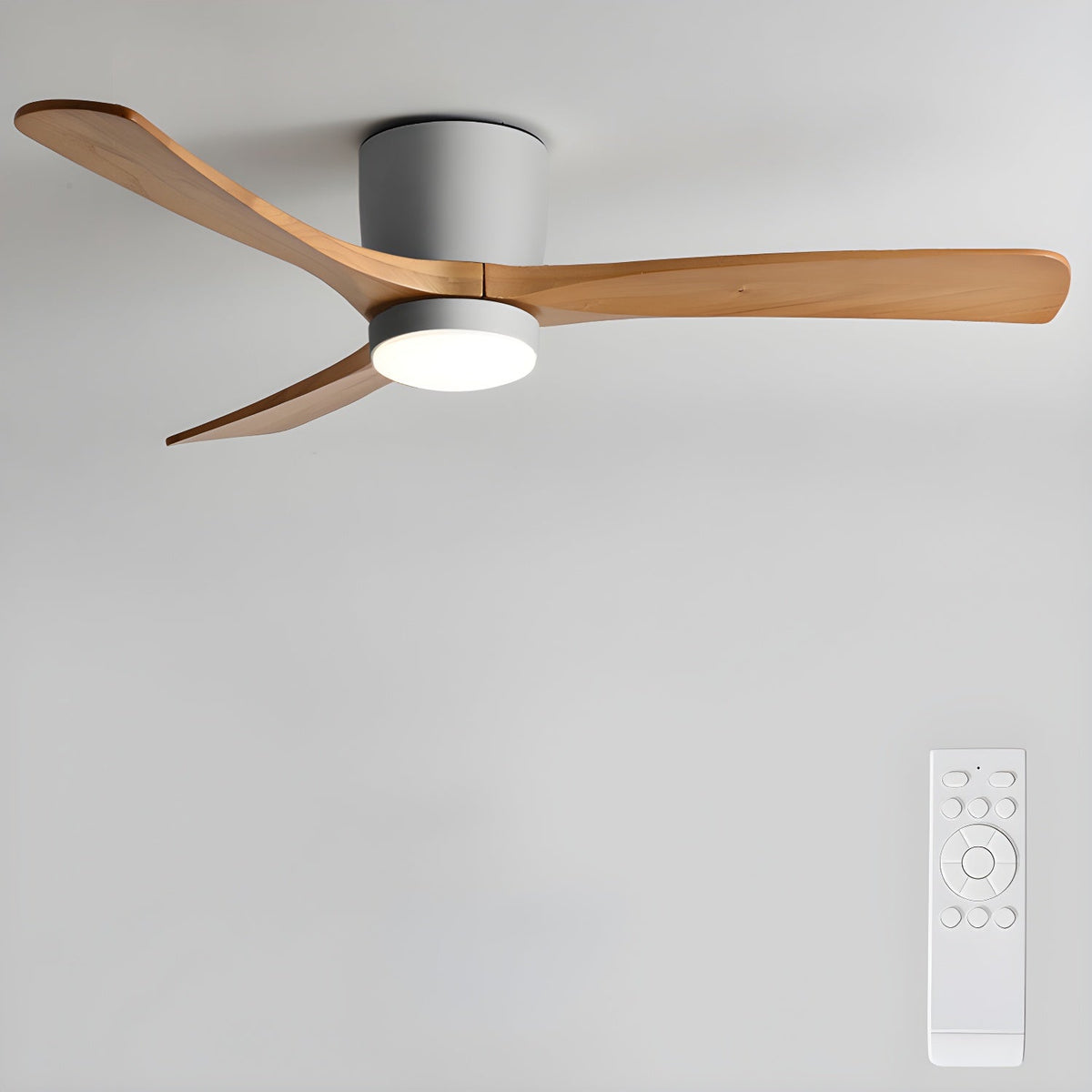 Nordic Wooden Ceiling Fan Light with Remote LED