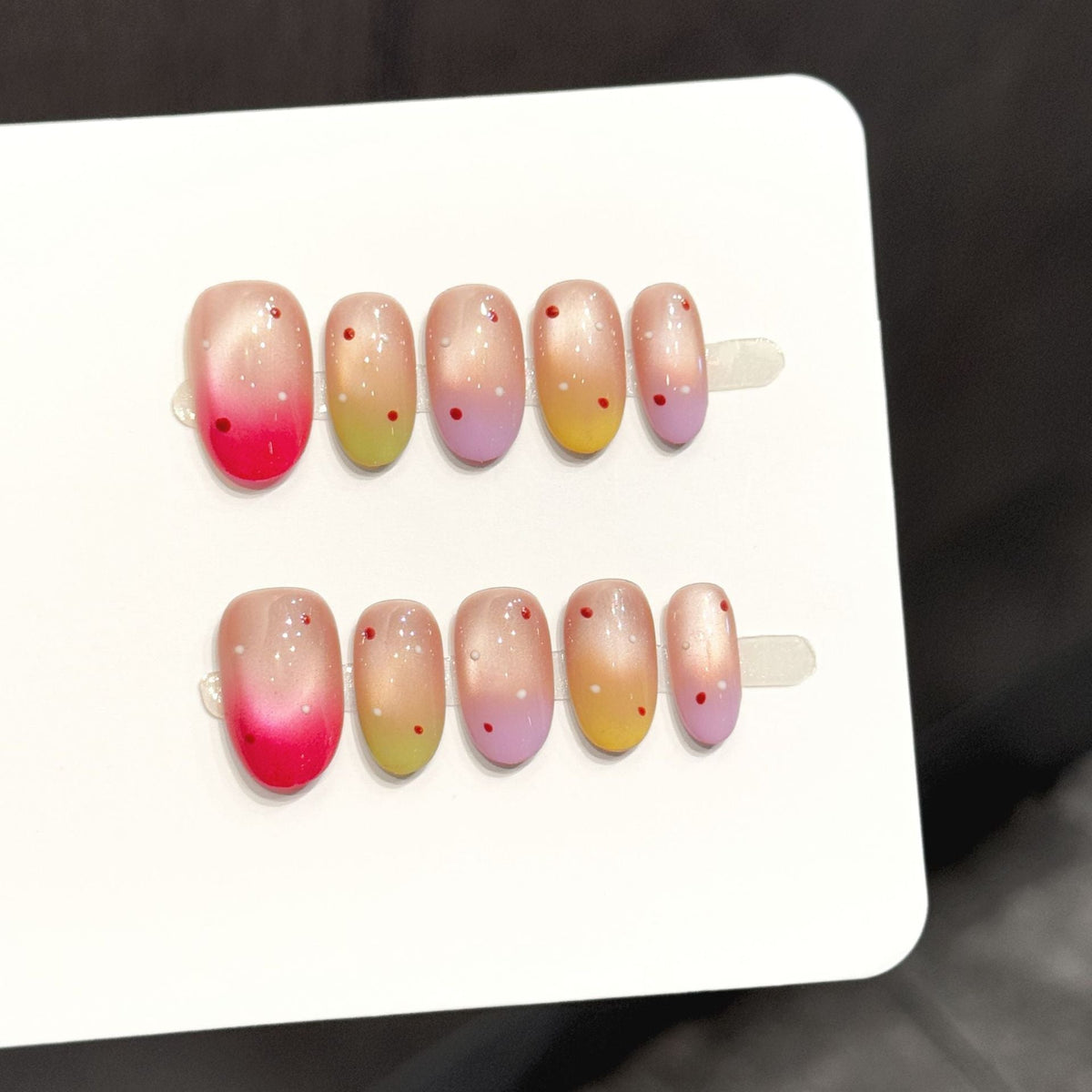 Ombre Gradient Press-On Nail Set with Glitter Accents