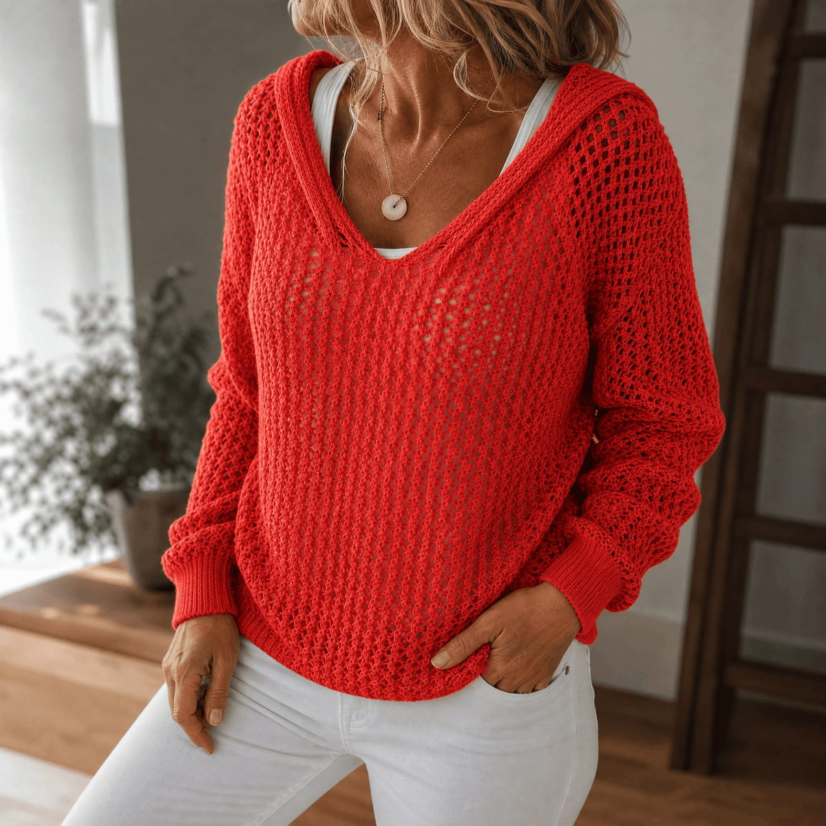 Open- Hooded Pullover