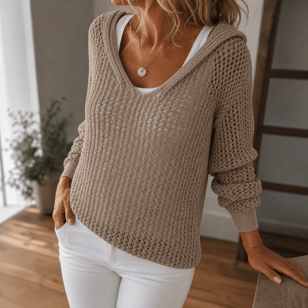 Open- Hooded Pullover