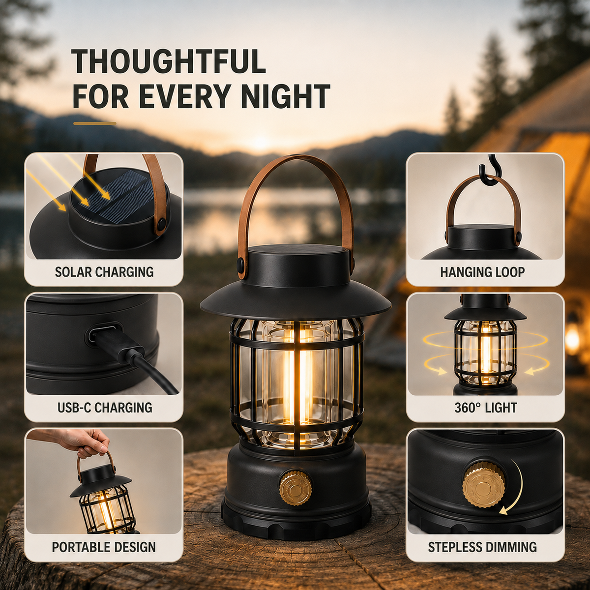 Portable 360-Degree LED Camping Lantern