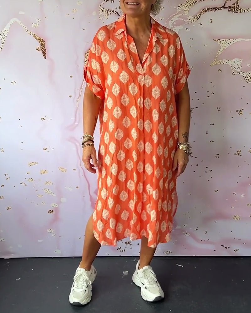 Printed Shirt Dress - Comfortable Loose Fit